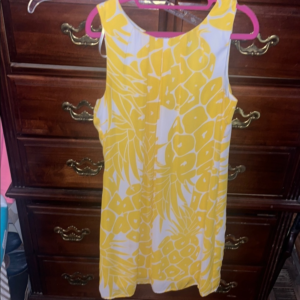 Yellow and White pineapple Sleeveless Dress- 12